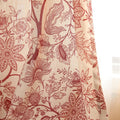 Vintage Linen Semi-Blackout Curtains with Grommets | Red Floral Cottage Style | Living Room, Bedroom & Kitchen | 2 Panels