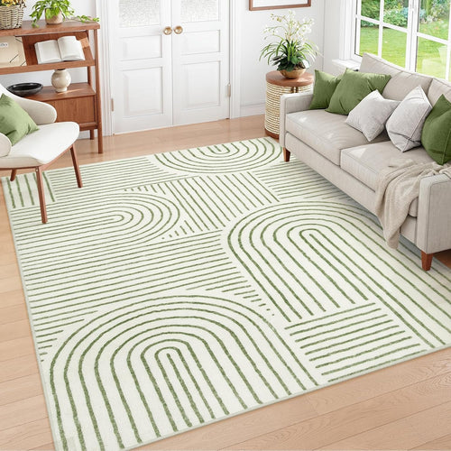 Abstract Rainbow Arc Area Soft Rug | Non-Slip | Machine Washable | Kids & Pet Friendly