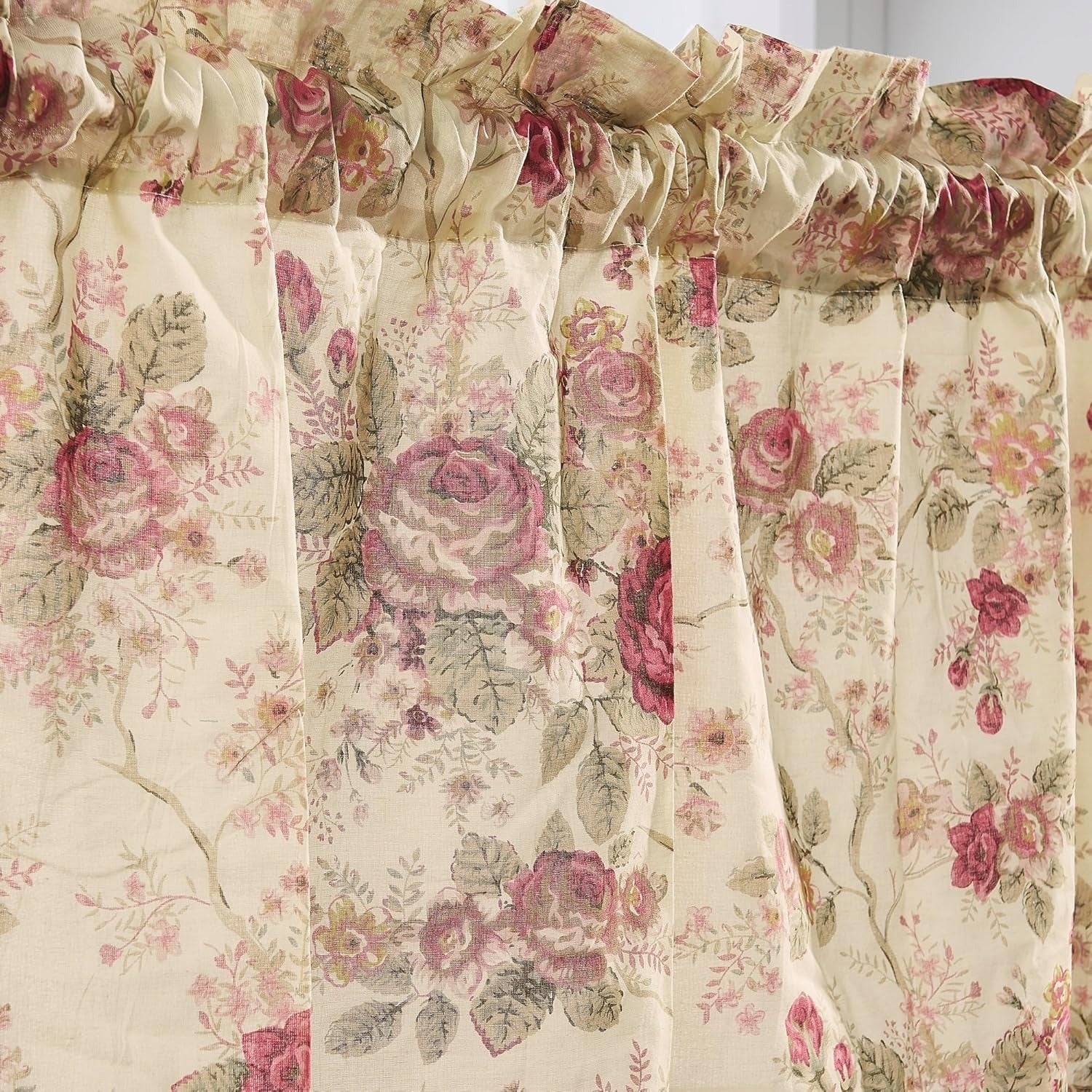 Antique Rose 100% Cotton Curtain Collection | Rod Pocket | Panel or Valance